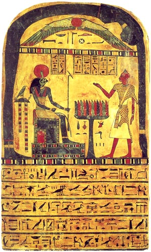 The Stele of Revealing, with Nuit, the Starry Sky, bent over all.